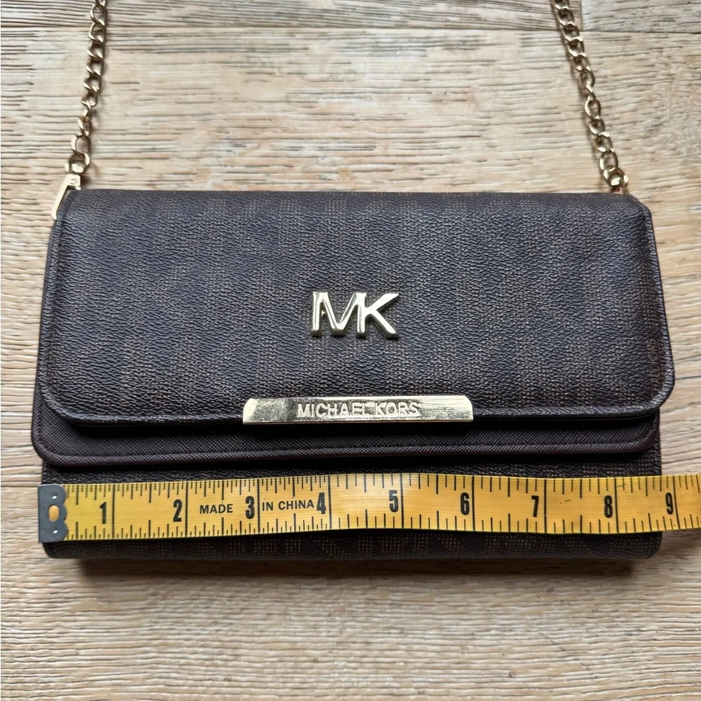 MK Michael Kors log signature Brown Crossbody Bag wallet on chain price firm!